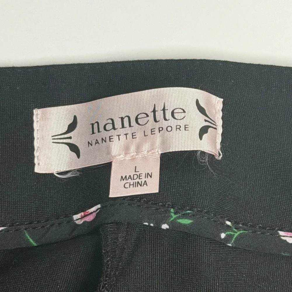 Nanette Lepore Black Tapered Leg Dress Pants Slacks Womens Size Large Career